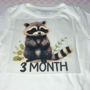 Carter's White Onesie with Cute Raccoon Graphic